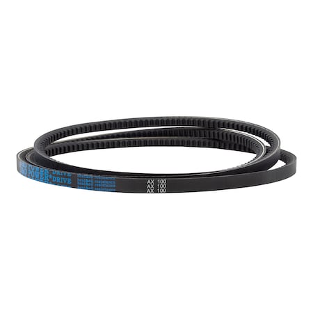 D&D AX100 Cogged, Classical V-Belt, 102 in Outside Length, 1/2 in Top Width, 5/16 in Thickness, 1 Ribs AX100